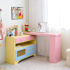 Dopamine Colorblock Makeup Vanity With L-Shaped Storage Cabinet