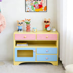 Dopamine Colorblock Makeup Vanity With L-Shaped Storage Cabinet