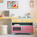 Dopamine Colorblock Makeup Vanity With L-Shaped Storage Cabinet