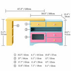 Dopamine Colorblock Makeup Vanity With L-Shaped Storage Cabinet Dimensions