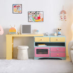 Dopamine Colorblock Makeup Vanity With L-Shaped Storage Cabinet Main Product Image