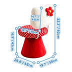 Dopamine Flower Vanity Stool with Plush Polka Texture and Swivel Base Dimensions