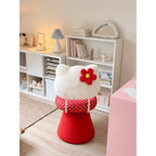 Dopamine Flower Vanity Stool with Plush Polka Texture and Swivel Base Main Product Image
