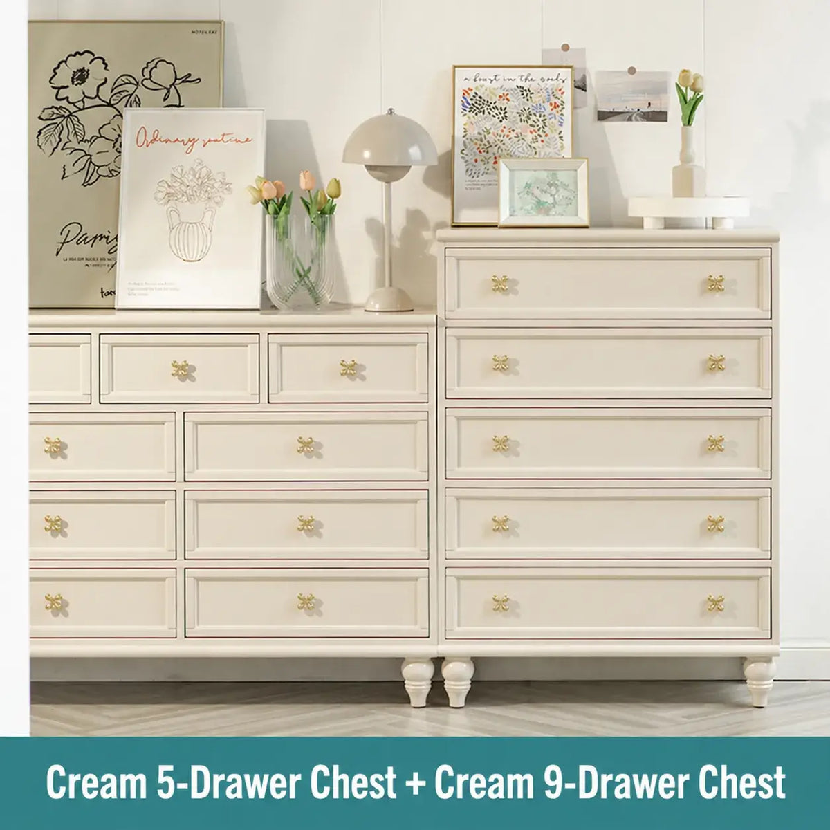 Dopamine French Vintage Drawer Storage Series With Floral Pulls