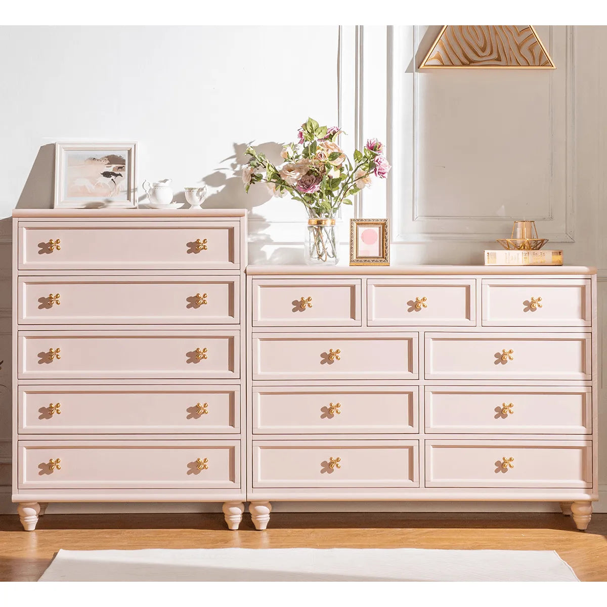 Dopamine French Vintage Drawer Storage Series With Floral Pulls