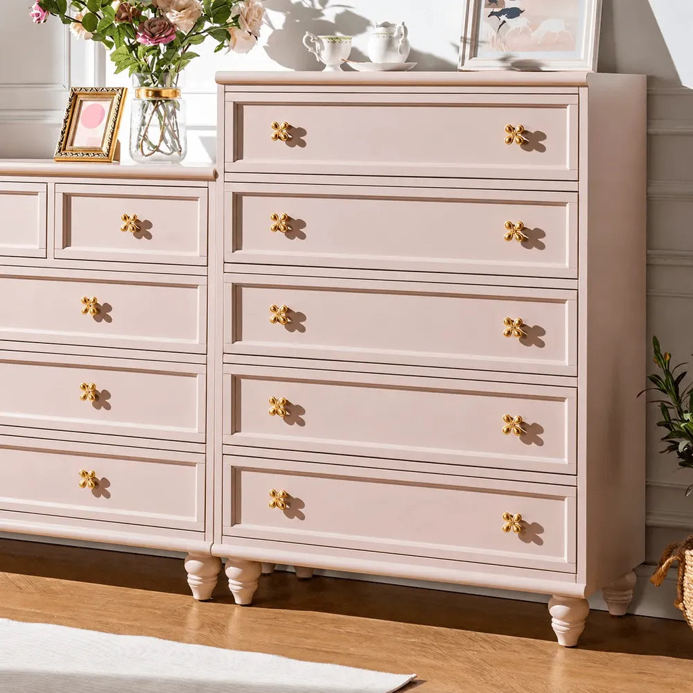 Dopamine French Vintage Drawer Storage Series With Floral Pulls
