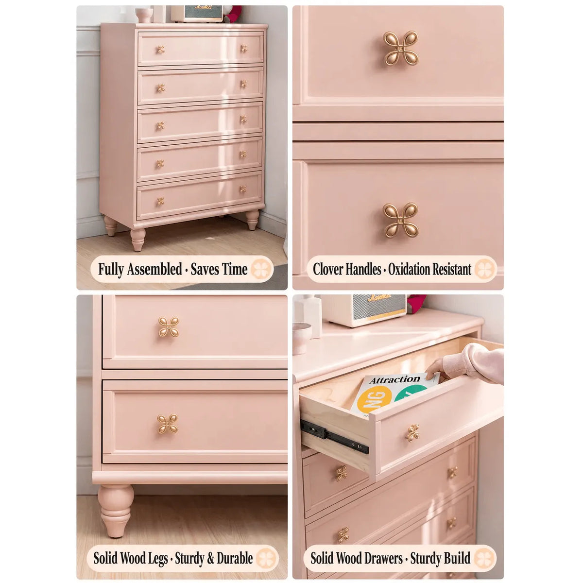 Dopamine French Vintage Drawer Storage Series With Floral Pulls