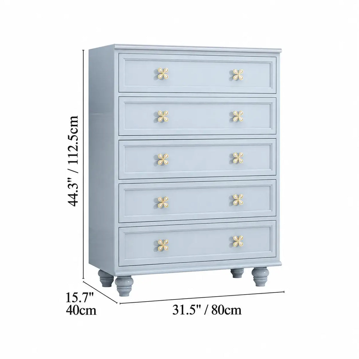 Dopamine French Vintage Drawer Storage Series With Floral Pulls Dimensions