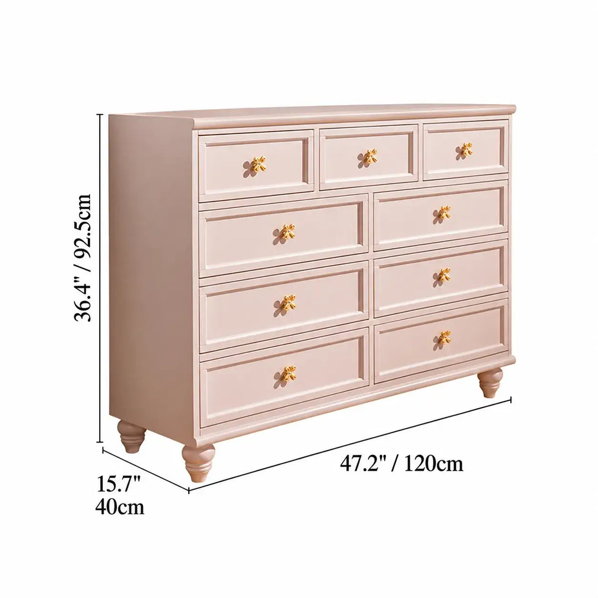 Dopamine French Vintage Drawer Storage Series With Floral Pulls Dimensions