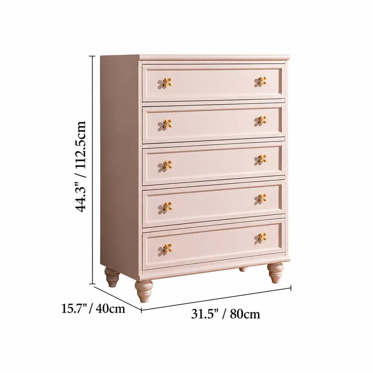 Dopamine French Vintage Drawer Storage Series With Floral Pulls Dimensions