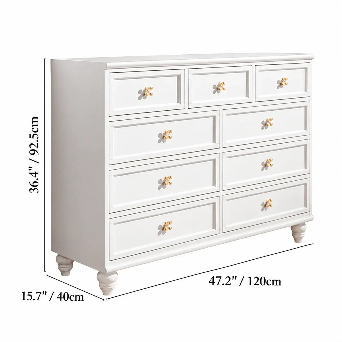 Dopamine French Vintage Drawer Storage Series With Floral Pulls Dimensions