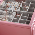 Dopamine Glass-Top Jewelry Storage Chest With Velvet Drawers