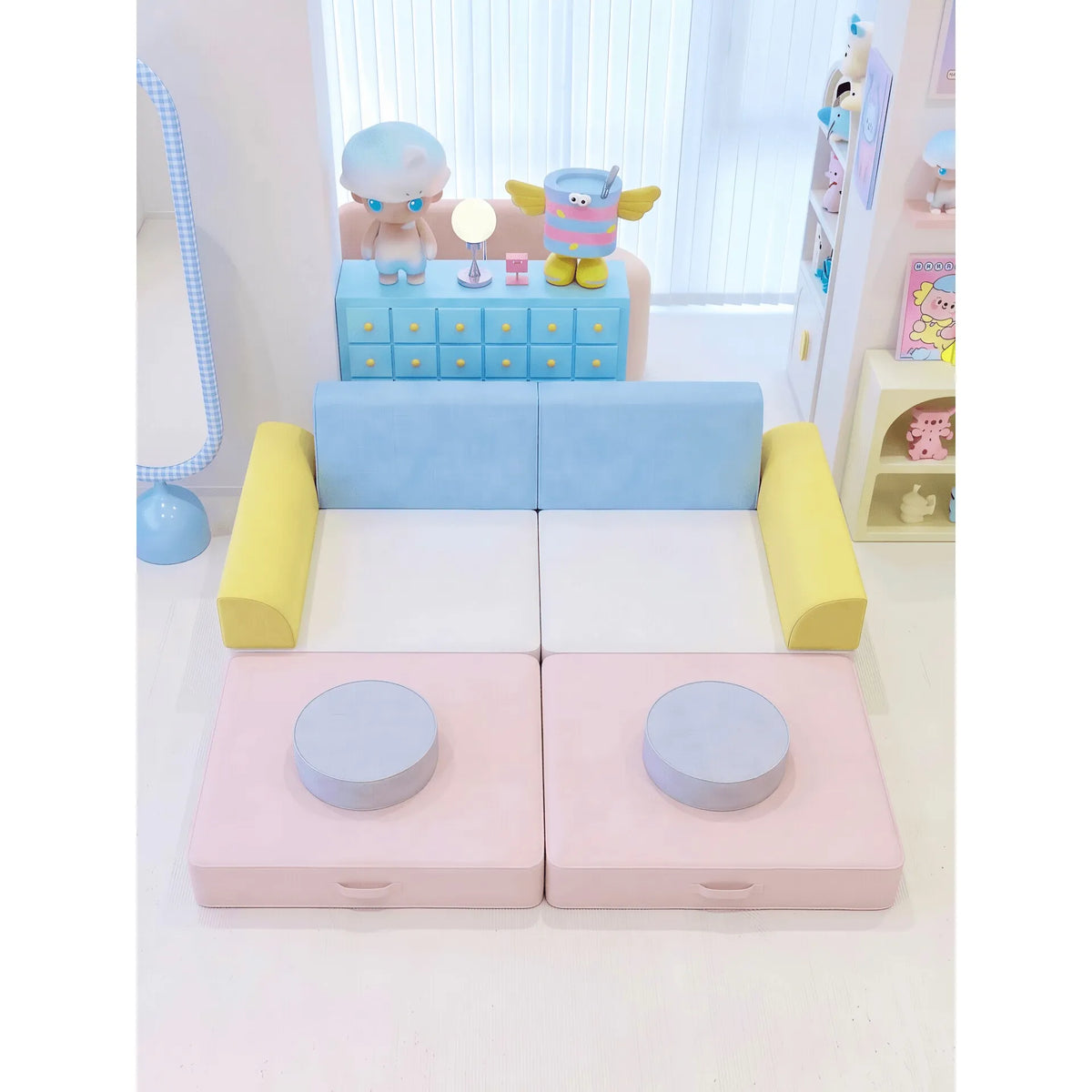 Dopamine Macaron Modular Sofa Bed With Washable Covers for Kids