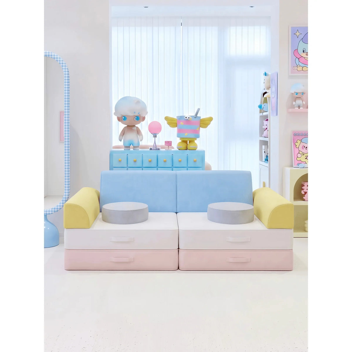 Dopamine Macaron Modular Sofa Bed With Washable Covers for Kids Main Product Image