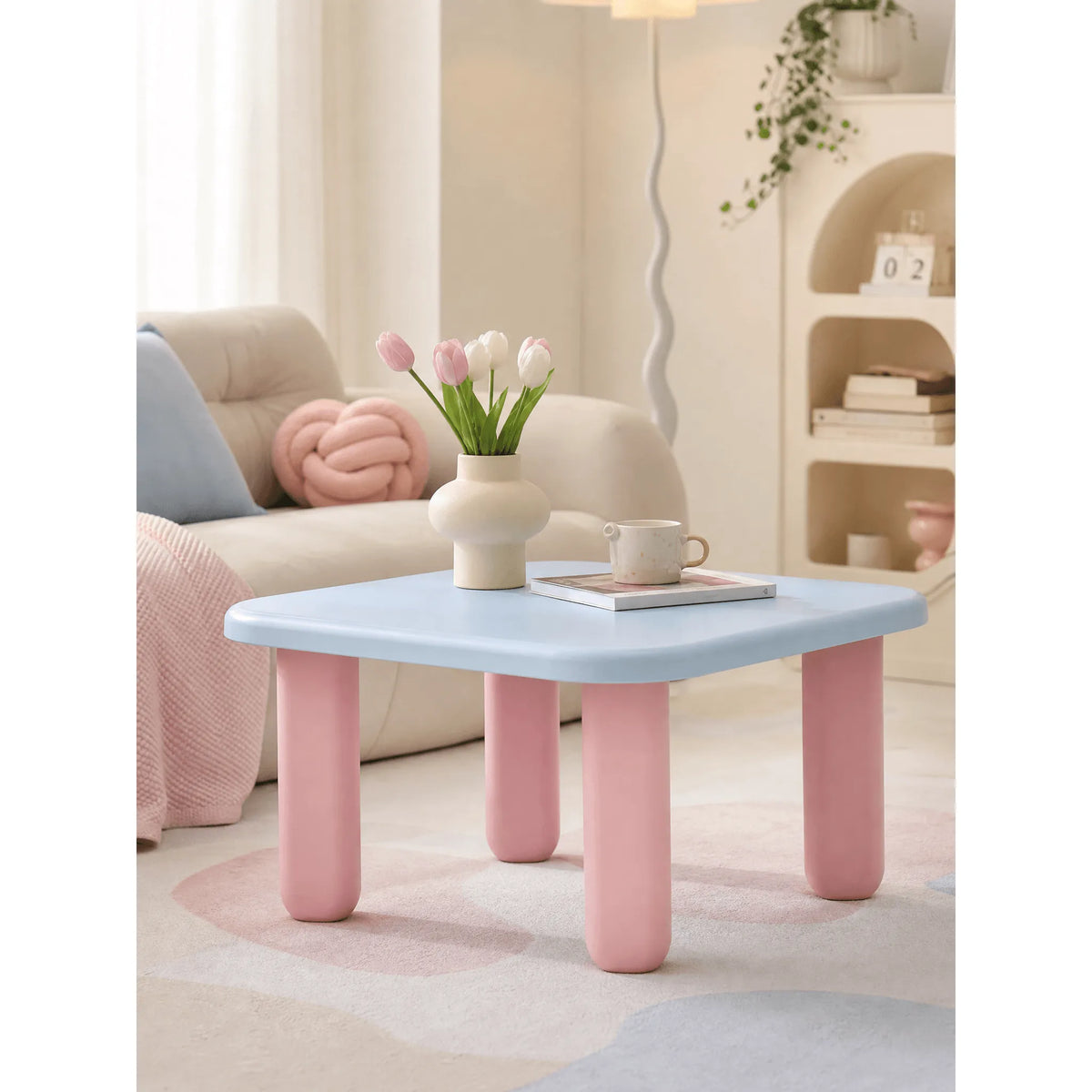 Dopamine Pastel Coffee Table Set With Rounded Sculptural Legs