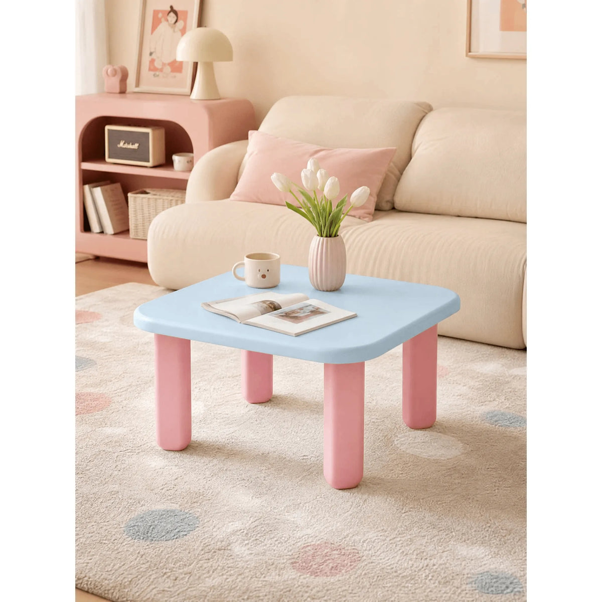 Dopamine Pastel Coffee Table Set With Rounded Sculptural Legs Main Product Image Main image
