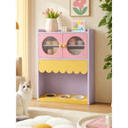 Dopamine Pet Friendly Sideboard with Wavy Trim, Round-Window Storage Cabinet