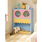 Dopamine Pet Friendly Sideboard with Wavy Trim, Round-Window Storage Cabinet