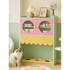 Dopamine Pet Friendly Sideboard with Wavy Trim, Round-Window Storage Cabinet Main Product Image