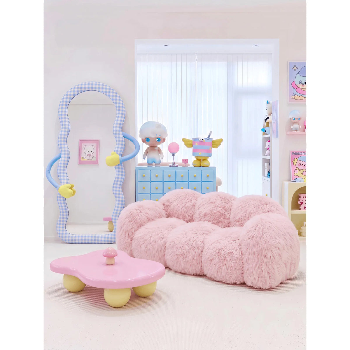 Dopamine Plush Cloud-Petal Modular Sofa with Low Lounge Form