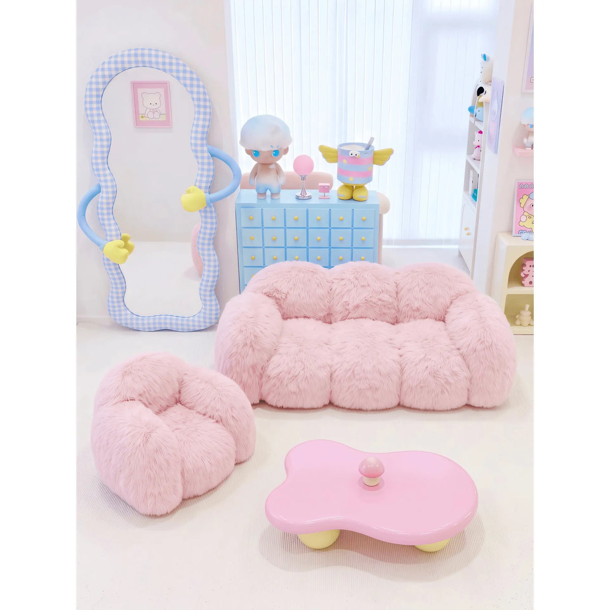 Dopamine Plush Cloud-Petal Modular Sofa with Low Lounge Form