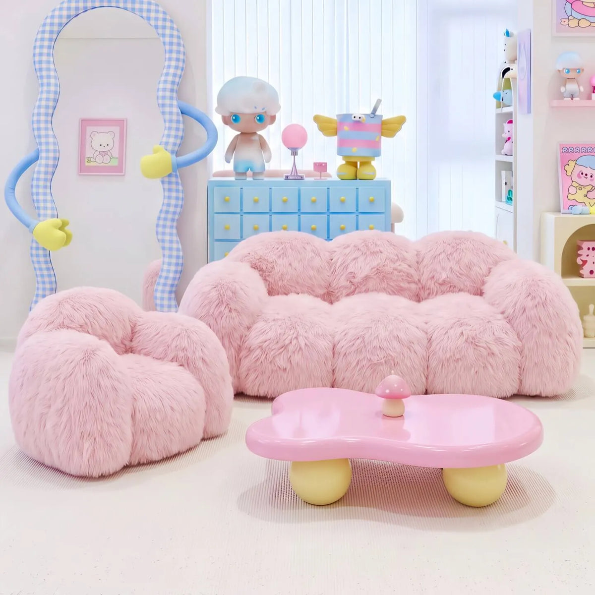 Dopamine Plush Cloud-Petal Modular Sofa with Low Lounge Form