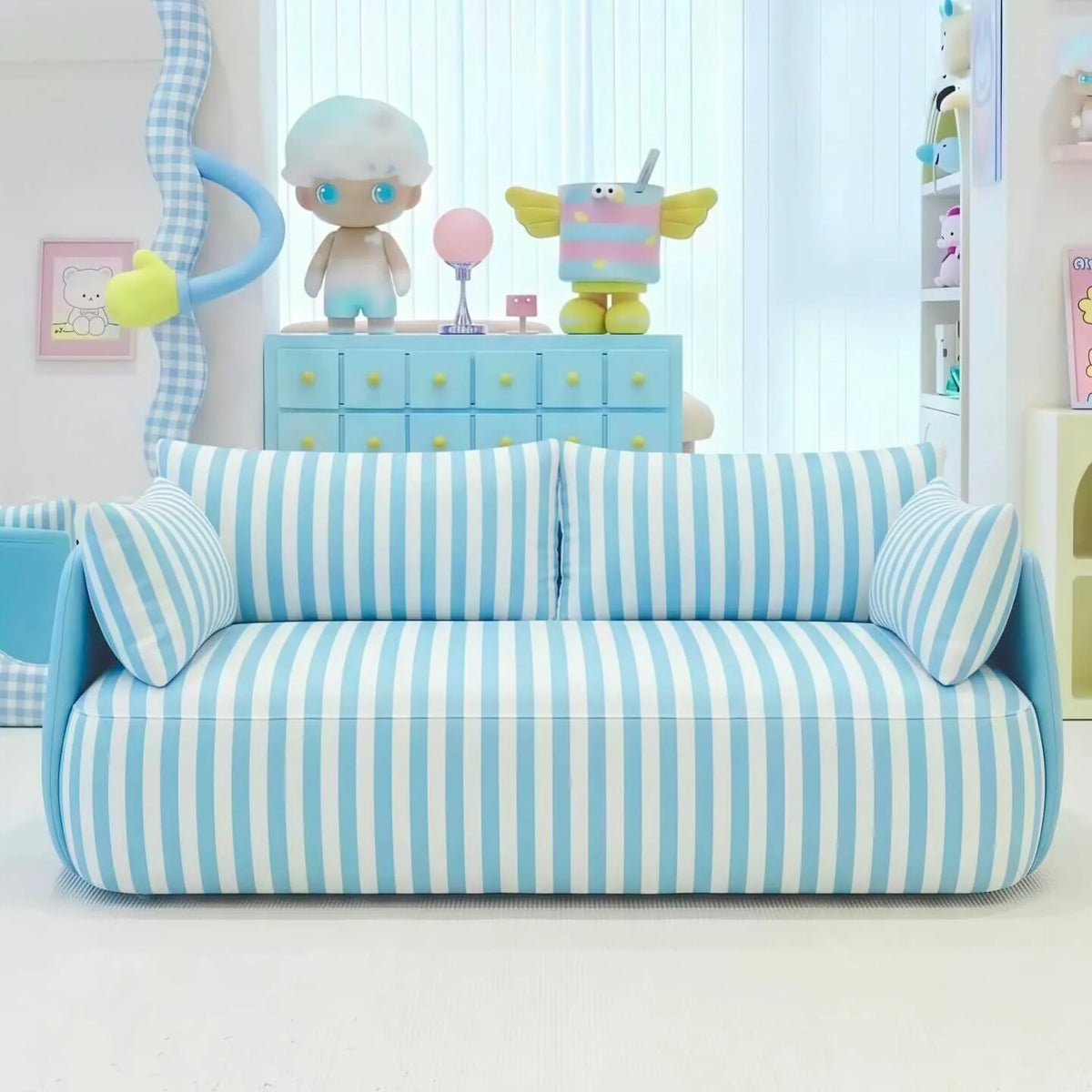 Dopamine Plush Striped Modular Sofa with Rounded Silhouette and Cloud Comfort Main image