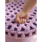 Dopamine Vanity Stool with Sculptural Wing Back, Plush Grid Boucle