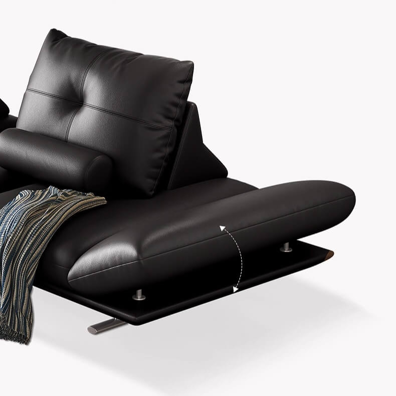 Double-Sided Luxury Leather Sofa with Adjustable Armrests