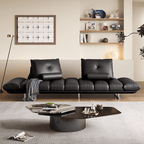 Double-Sided Luxury Leather Sofa with Adjustable Armrests