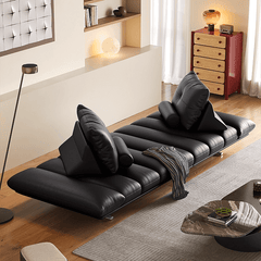 Double-Sided Luxury Leather Sofa with Adjustable Armrests