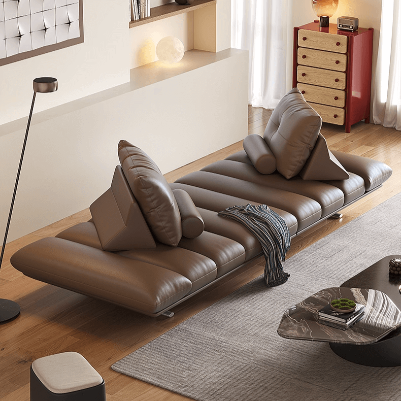 Double-Sided Luxury Leather Sofa with Adjustable Armrests