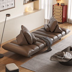Double-Sided Luxury Leather Sofa with Adjustable Armrests