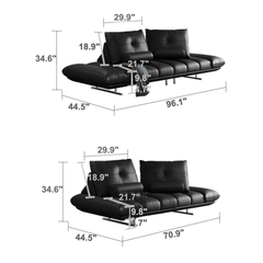 Double-Sided Luxury Leather Sofa with Adjustable Armrests Dimensions