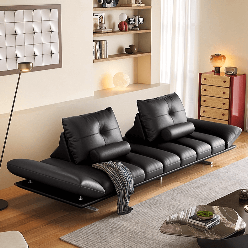Double-Sided Luxury Leather Sofa with Adjustable Armrests Main Product Image