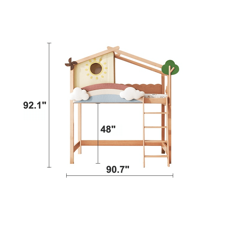 Dreamy Treehouse Bunk Bed With Adjustable Slide For Children