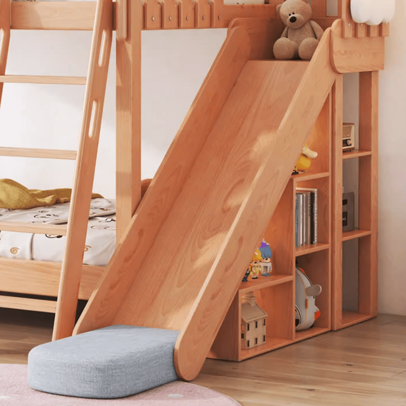 Dreamy Treehouse Bunk Bed With Adjustable Slide For Children