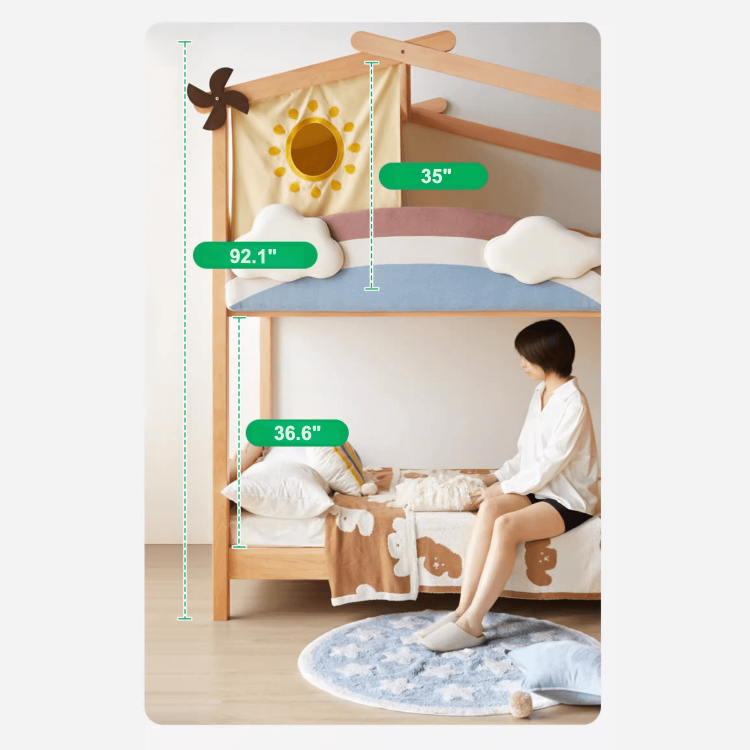 Dreamy Treehouse Bunk Bed With Adjustable Slide For Children