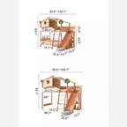 Dreamy Treehouse Bunk Bed With Adjustable Slide For Children Dimensions