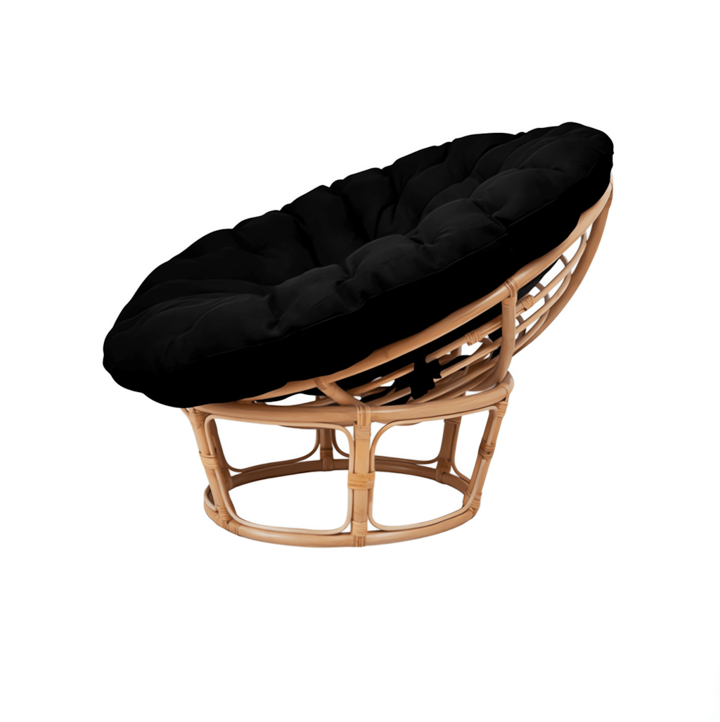 Cozy natural rattan papasan chair available in single or double size for comfortable lounging