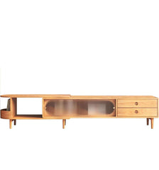 Extendable TV Stand Storage Sliding Glass Door Media Console