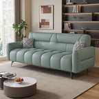 Synthetic Leather Arm-Included Light Green Standard Sofa, Gray-Green, 79"L x 28"W x 33"H, Sponge