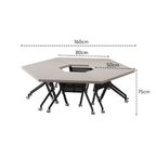 Solid wood multifunctional meeting table with geometric design and movable wheels