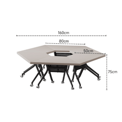 Geometrically Designed Solid Wood Multifunctional Meeting Table with Movable Wheels