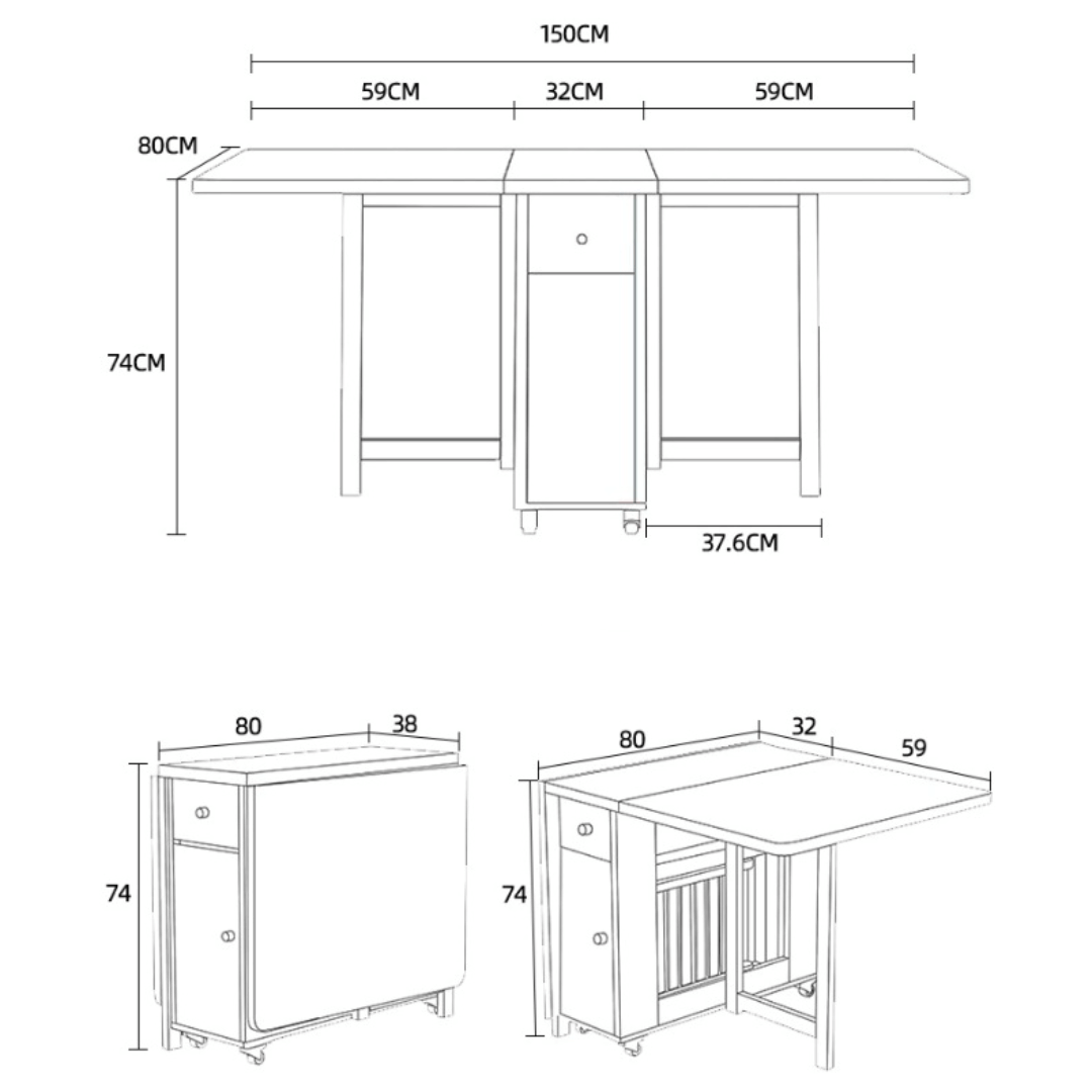 Expandable modern minimalist dining table set with chairs for stylish, space-saving meals