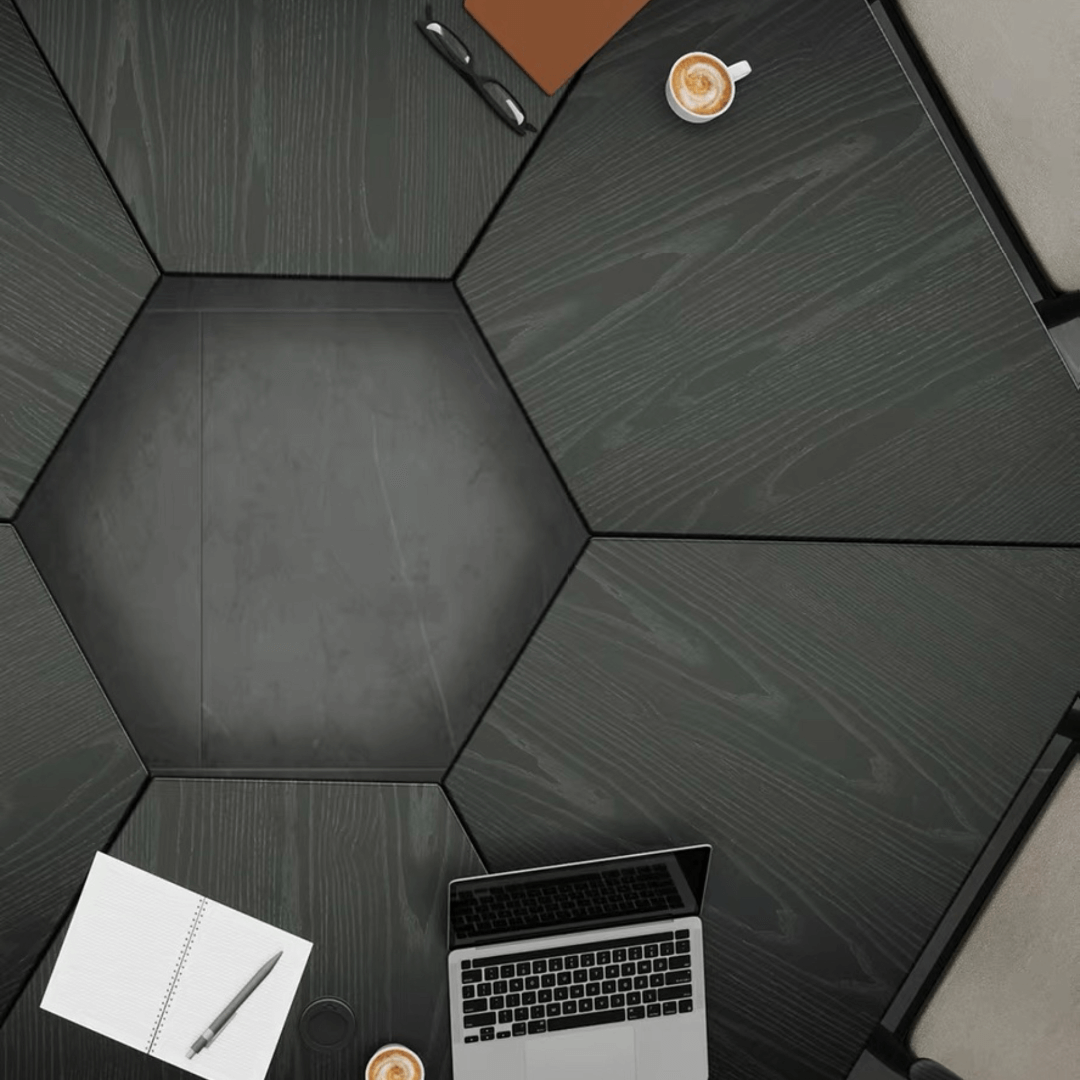 Black folding conference table with 360-degree casters for flexible workspace setups