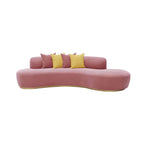 Pink modern polyester blend sofa with tight back, ideal for apartments, measuring 32 by 32 by 35 inches