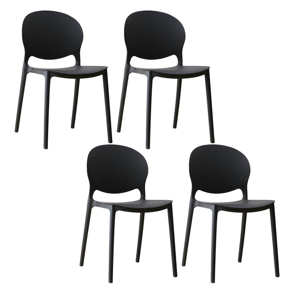 Scandinavian plastic dining chair with open back and four legs, ideal for home use