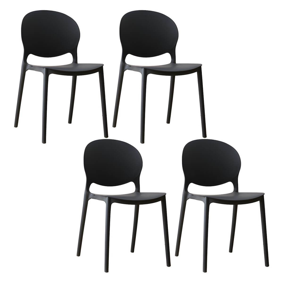 Scandinavian plastic dining chair with open back and four legs, ideal for home use