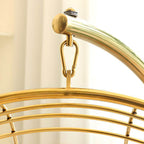 Silver and Aurous stainless alloy porch swing with stand, cushions, and chain for outdoor comfort